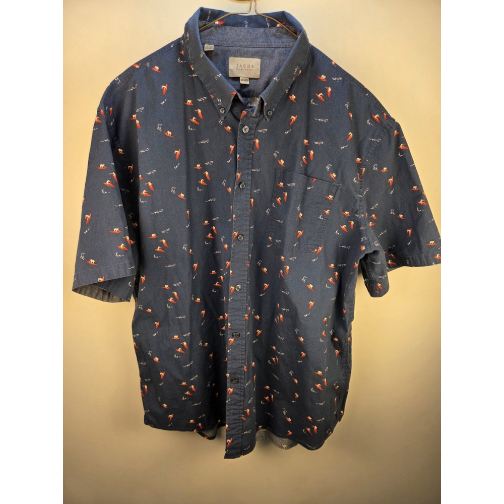 Jachs New York Men's Shirt Size XL Short Sleeves Blue Surfer Pre-Owned
